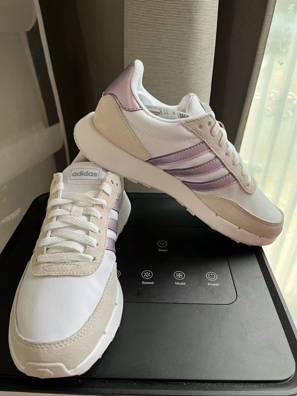 adidas White & Lavender Women's Retro Runner Sneakers